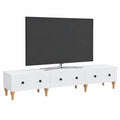 Meuble d’appoint, avec rangement, coloris blanc, 147 x 34,5 x 30 cm, pour le salon ou la chambre