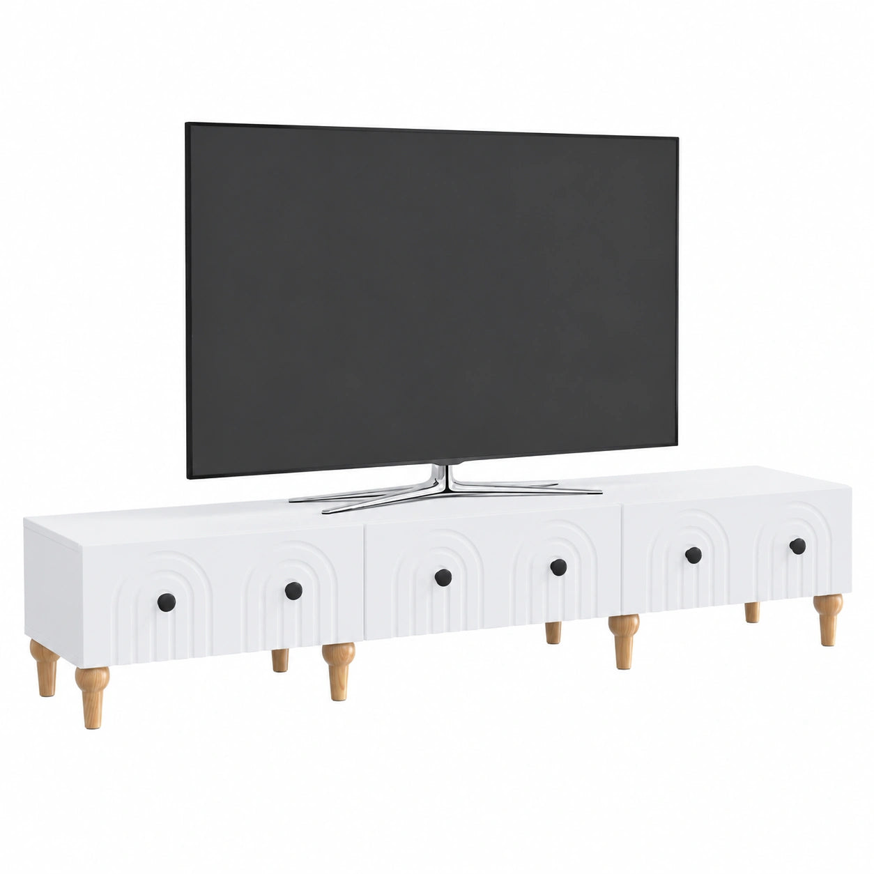 Meuble d’appoint, avec rangement, coloris blanc, 147 x 34,5 x 30 cm, pour le salon ou la chambre