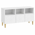 Meuble TV, avec rangement, 102 x 34,5 x 50 cm, coloris blanc, pour le salon