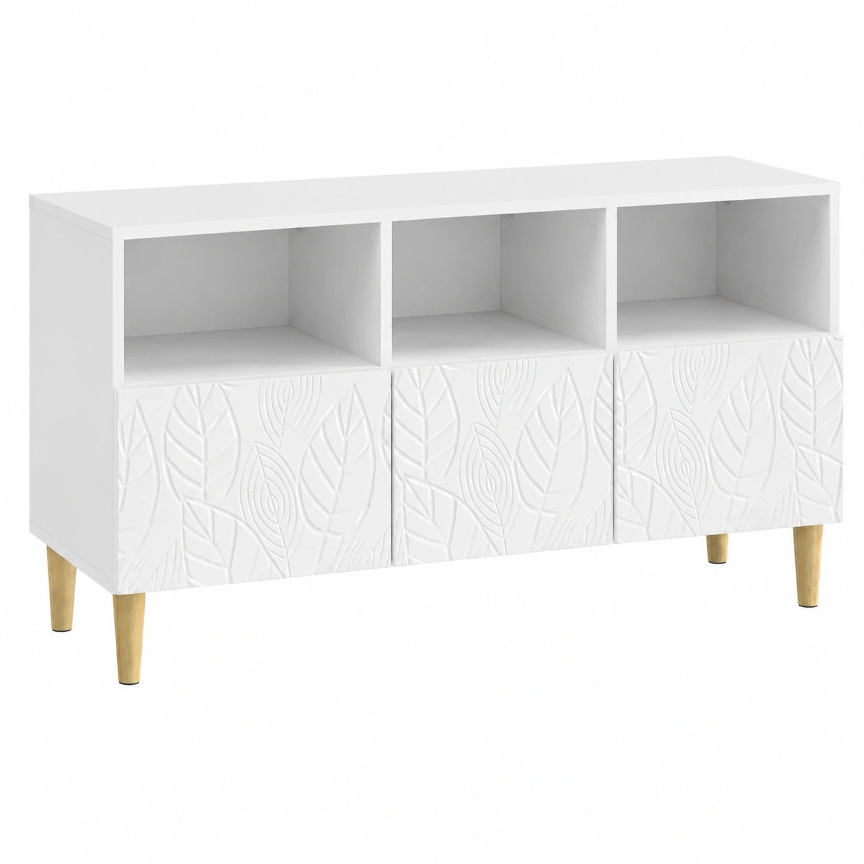 Meuble TV, avec rangement, 102 x 34,5 x 50 cm, coloris blanc, pour le salon