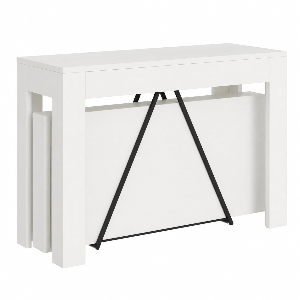 Table console, extensible, coloris blanc, pour l’entrée ou le salon