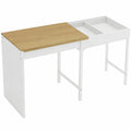 Table à manger, extensible, avec rangement, 6 places, coloris blanc et naturel, pour la salle à manger