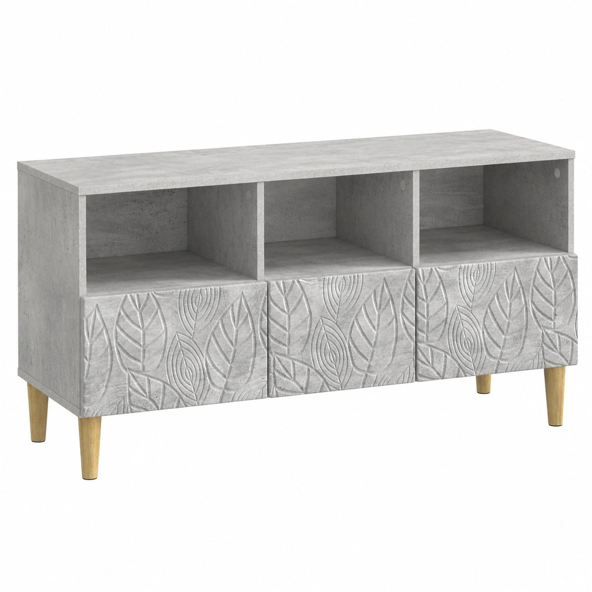 Meuble TV, avec rangement, coloris gris, 102 x 34,5 x 50 cm, pour le salon