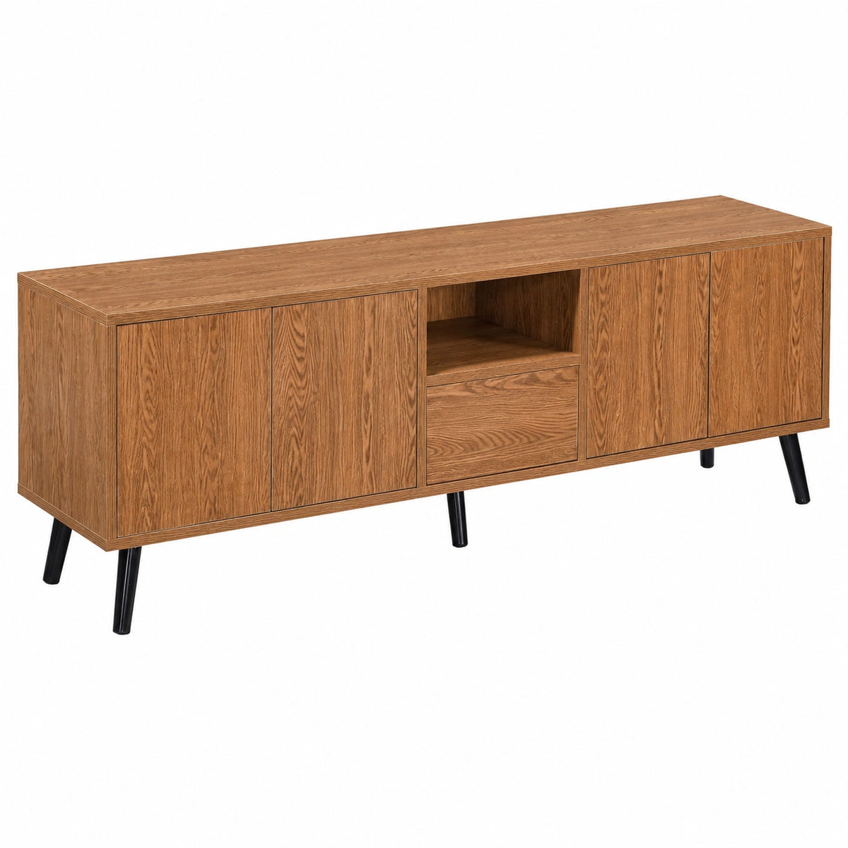 Meuble TV, en bois massif, avec rangement, avec portes, 140 x 30 x 46 cm, pour le salon