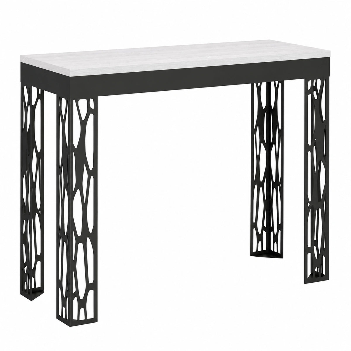Table console, extensible, coloris blanc, pour l’entrée ou le salon