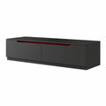 Meuble TV, réglable, avec éclairage LED, 160 x 35 x 30 cm, coloris noir, pour le salon