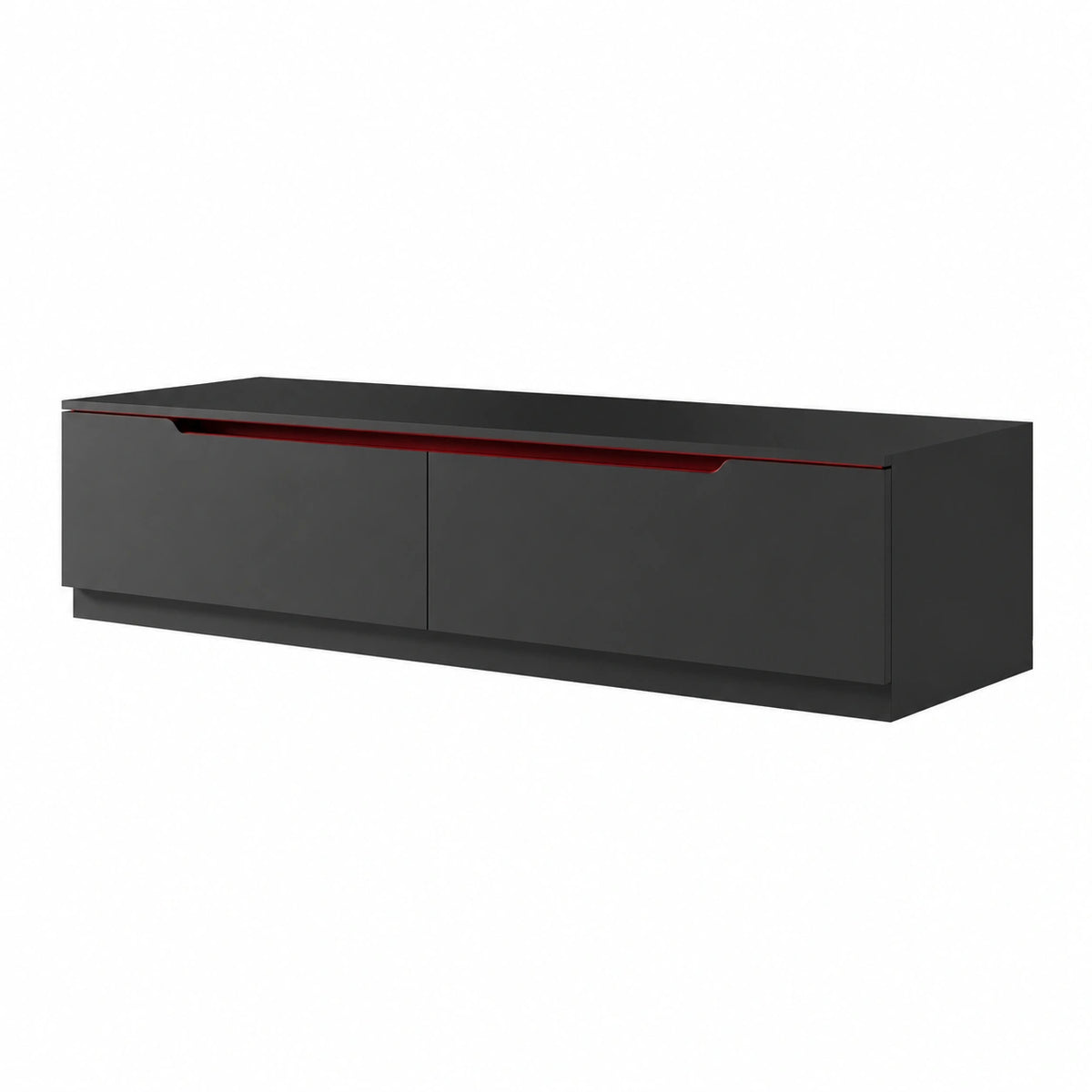 Meuble TV, réglable, avec éclairage LED, 160 x 35 x 30 cm, coloris noir, pour le salon