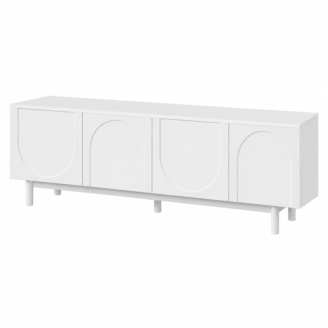 Meuble TV, réglable, avec rangement, avec portes, coloris blanc, pour le salon