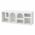 Meuble TV, avec rangement, en panneaux de bois, coloris blanc, 140 x 40 x 48 cm, pour le salon