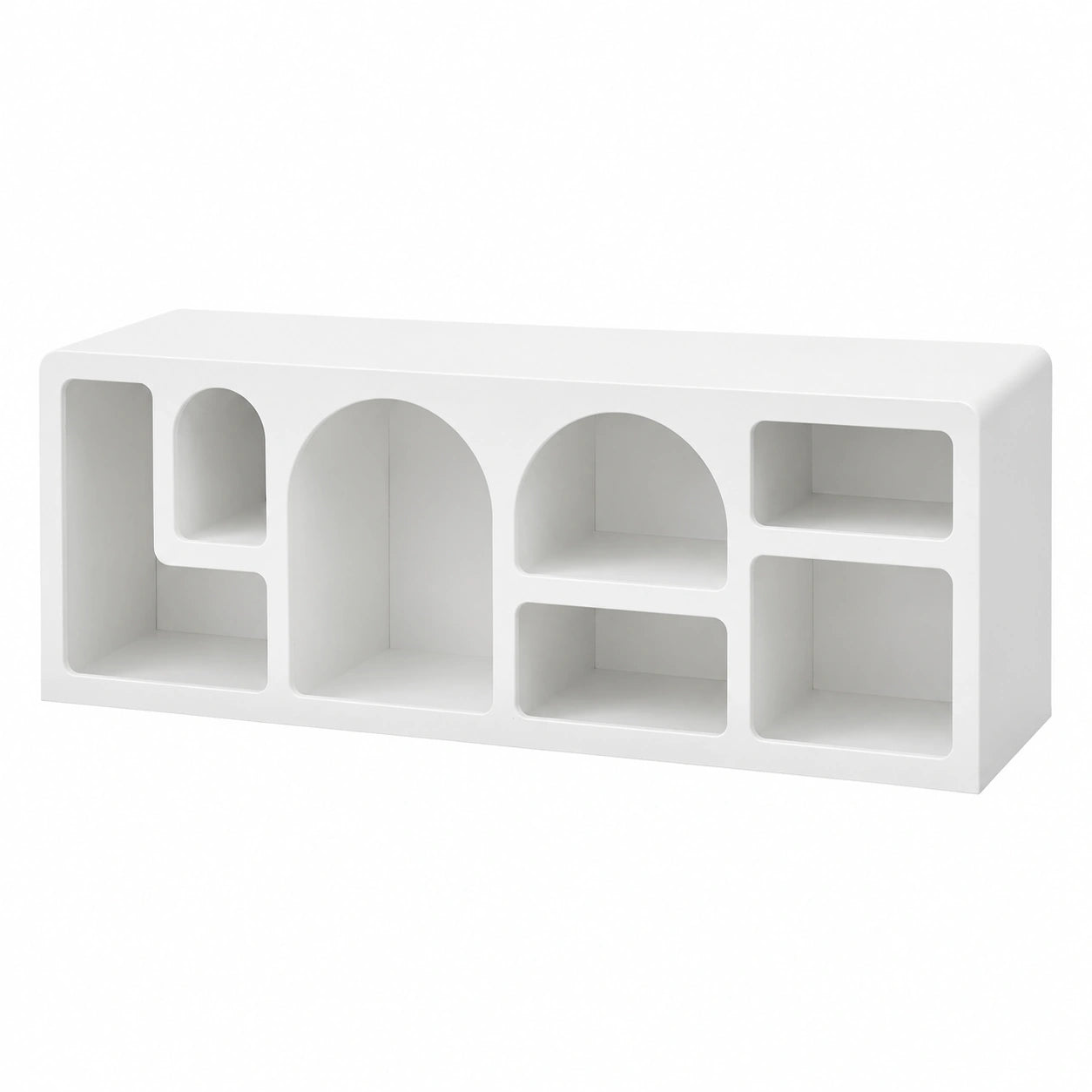 Meuble TV, avec rangement, en panneaux de bois, coloris blanc, 140 x 40 x 48 cm, pour le salon