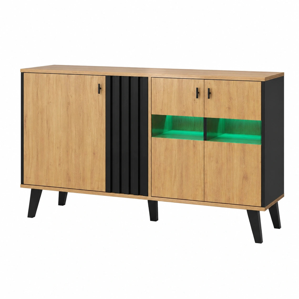 Commode, avec rangement, avec portes, avec éclairage LED, en verre, 140 x 41 x 78,5 cm, pour la chambre ou le salon