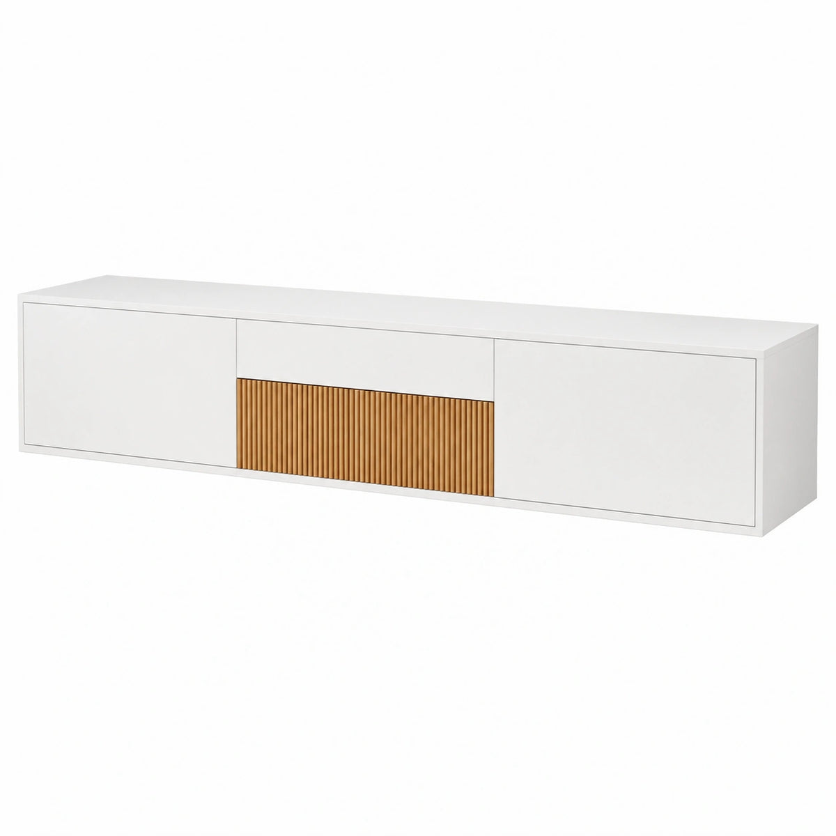 Meuble TV, avec étagères, coloris blanc, 180 x 34 x 30 cm, pour le salon